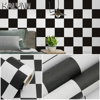 Черно-белые мозаичные Самоклеящиеся обои 5Мх60см, Виниловая контактная бумага для гостиной, наклейки для украшения кухни в детской спальне