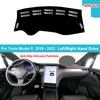 Чехол для приборной панели автомобиля, коврик для приборной панели Tesla Model X 2016-2021 2022, Фланелевый замшевый ковер из полиэстера, Защитная накидка, солнцезащитный козырек