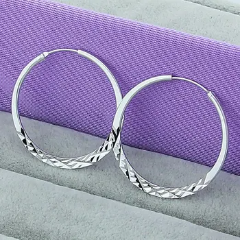 оптовые Изысканные серьги-кольца из стерлингового серебра 925 пробы 5 см круглой формы для женщин в Богемном стиле, свадебные украшения для помолвки