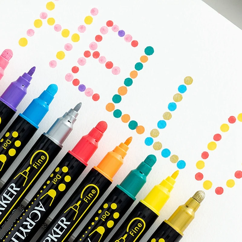 12 Цветов Акриловые маркеры, ручки Акриловые краски, ручки для дерева, холста, камня, наскальной живописи, стеклянных поверхностей2