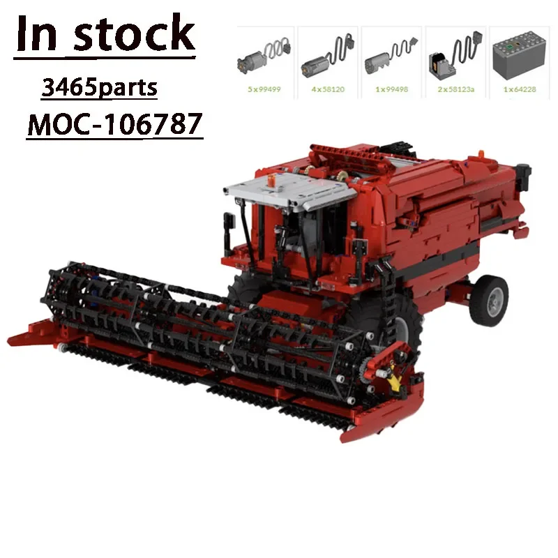 Красная Новая модель MOC-106787RC Электрическая версия Ground farming harvester3465 Детали для изготовления блоков на заказ, Игрушки для взрослых на день рождения0