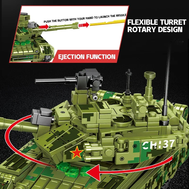Строительные блоки основного боевого танка 641ШТ, кирпичи для тяжелого вооружения, креативный дисплей для рабочего стола, Рождественские подарки для детей3