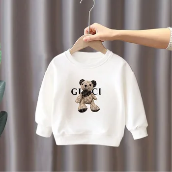 2024 Детская одежда, пуловер люксового бренда, осенне-зимний Детский хлопковый свитер с длинными рукавами для мальчиков и девочек, модный топ