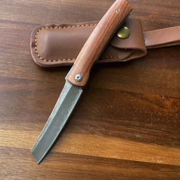 Новый Стальной Нож 3 в 1 Tanto/Drop Point Blade С Ручкой из Красного Сандалового Дерева, Складной Карманный Нож Для Выживания, Походные Портативные EDC Инструменты