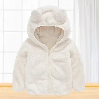 Шикарное зимнее пальто, осенне-зимняя пушистая куртка с длинным рукавом, плюшевая толстовка с капюшоном и медвежьими ушками, приятная для кожи